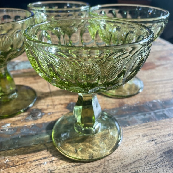 Fenton Other - Set of 4 Fenton/Depression Uranium Glass Thumbprint Cocktail/Sherbet Glasses